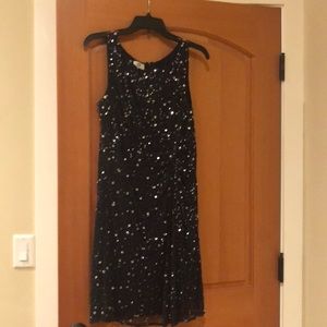 Stunning navy sequin sleeveless dress.